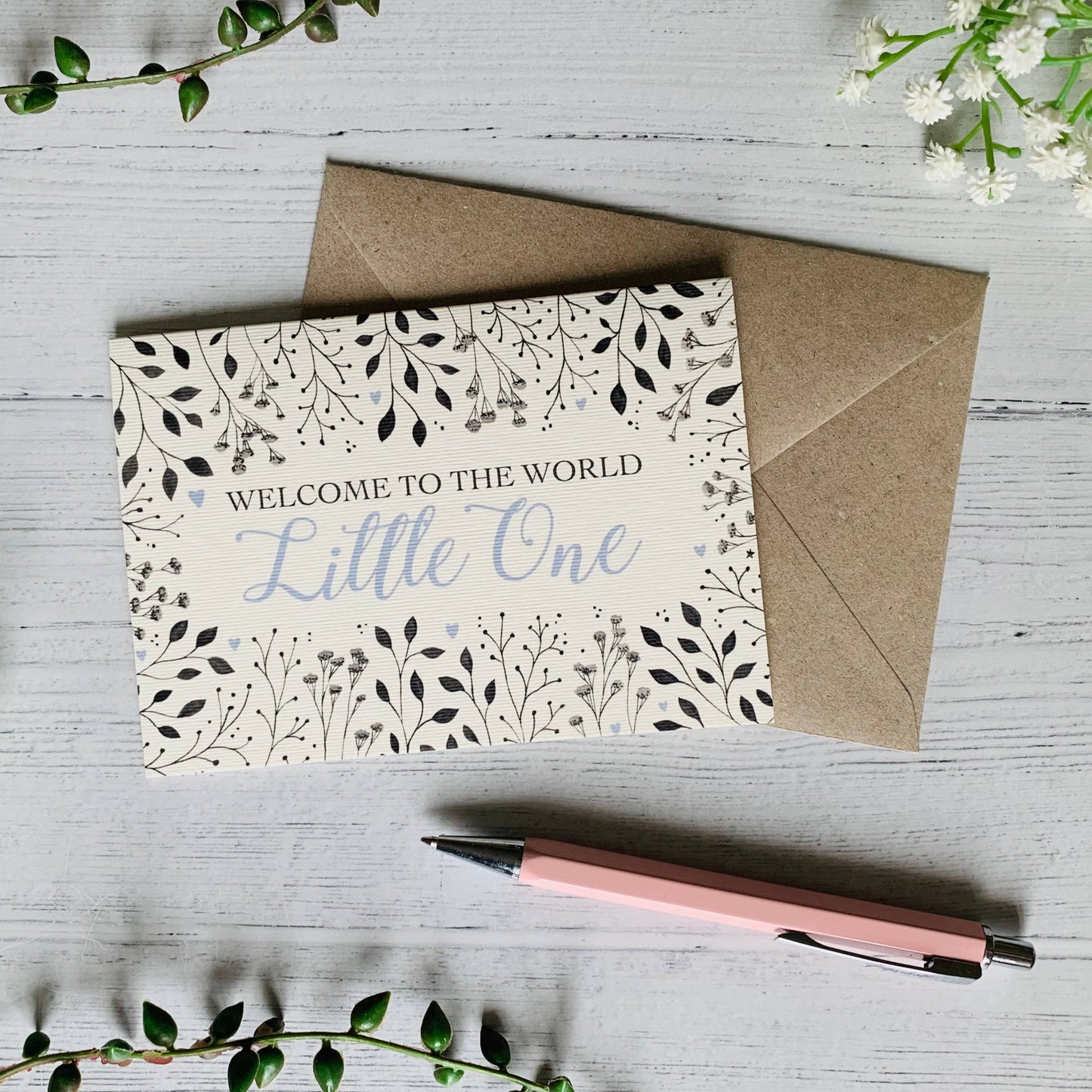 Welcome to the World Little One (Blue) Greeting Card
