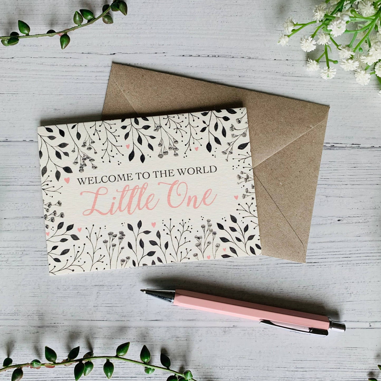 Welcome to the World Little One (Pink) Greeting Card