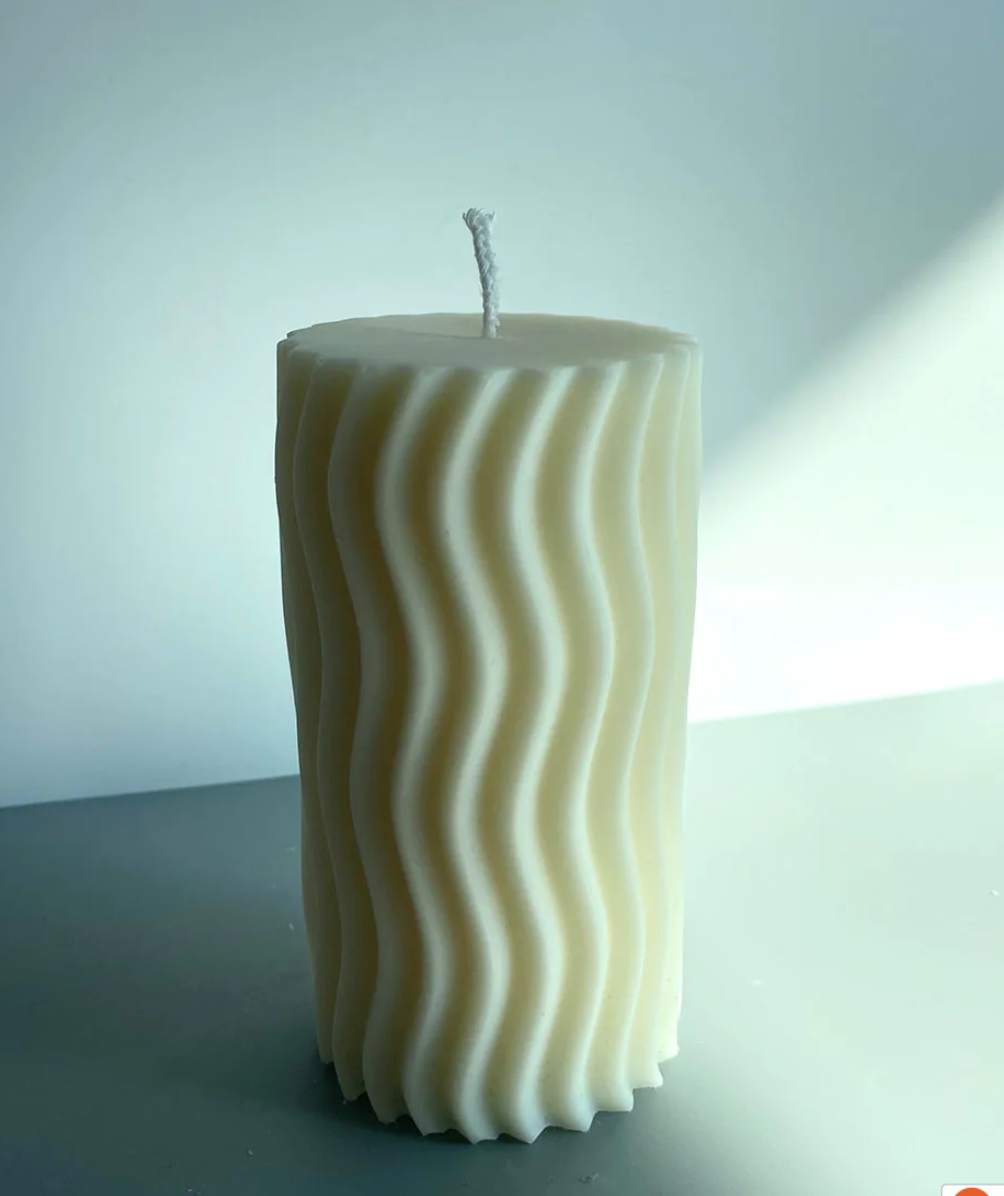 Ripple Pillar Candle - White Wash Honeysuckle