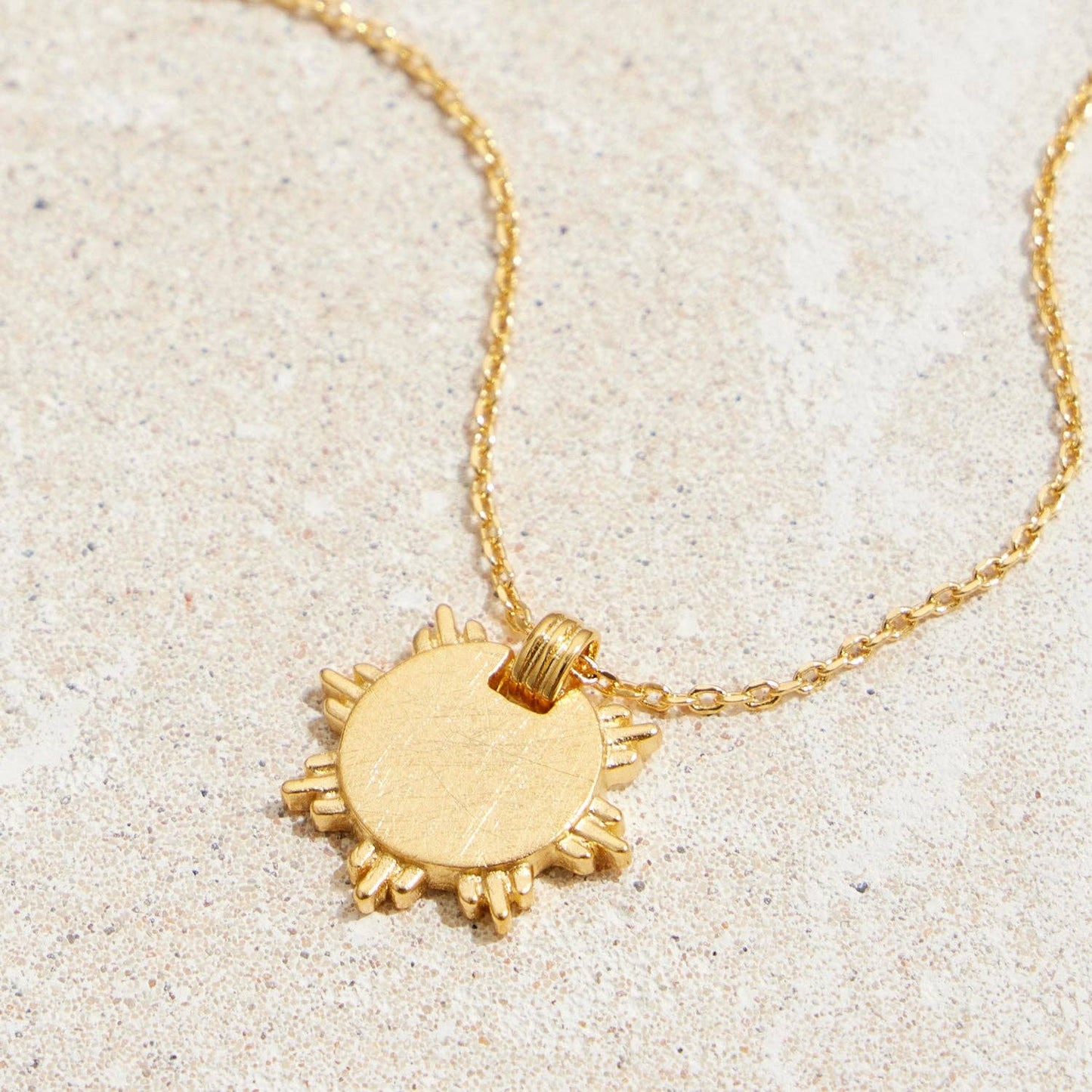 Brushed Sun Pendant Necklace