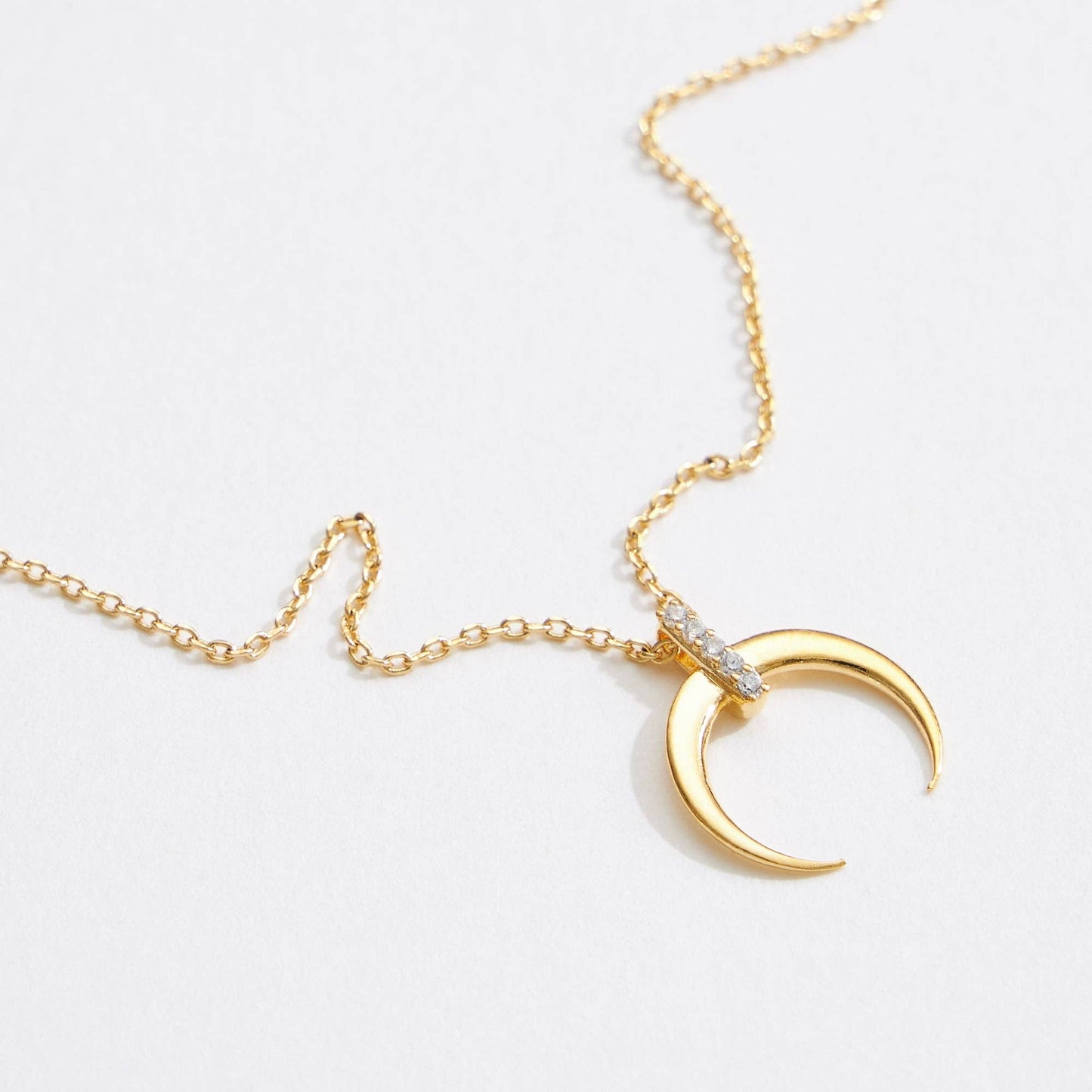 Gold Crescent Pendant Necklace