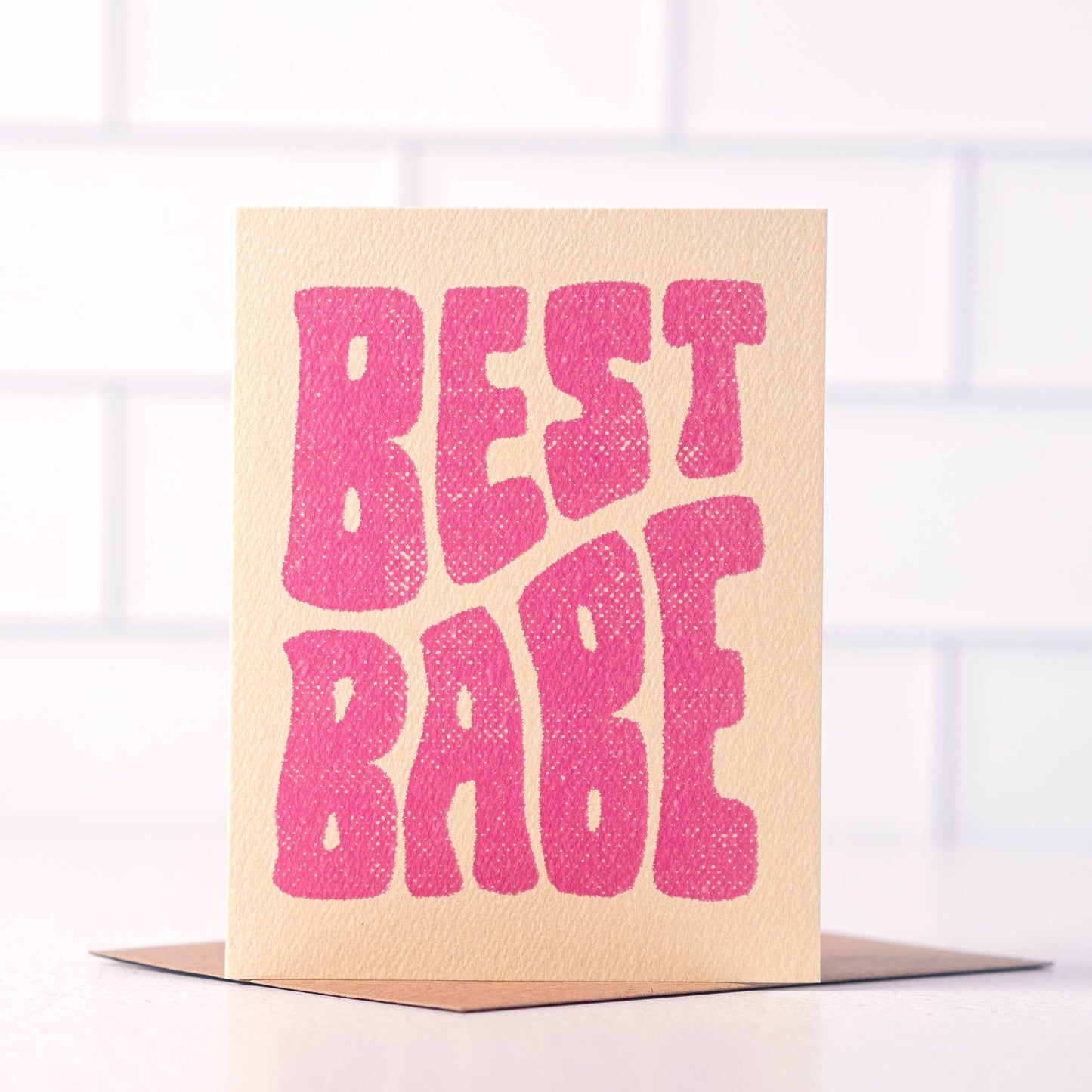 Best Babe Pink Retro Valentine's Day Card