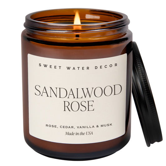Sandalwood Rose 9 oz Soy Candle - Home Decor & Gifts
